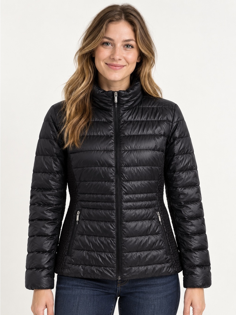 Lands' End Women's Quilted Black Puffer Jacket